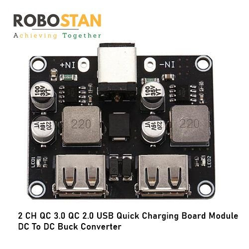 Buy 2 CH QC 3.0 QC 2.0 USB Quick Charging Board Module DC To DC Buck Converter Online in Pakistan | Robostan.pk