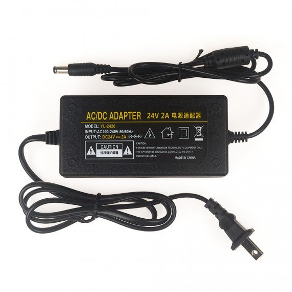 24V 2A AC/DC power adapter with barrel plug
