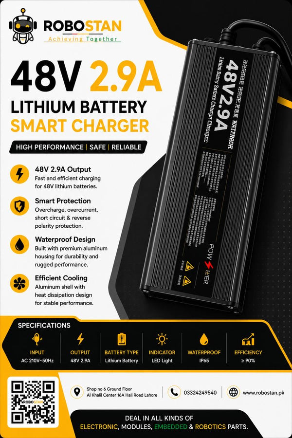48V 2.9A Lithium Battery Smart Charger - Robostan
