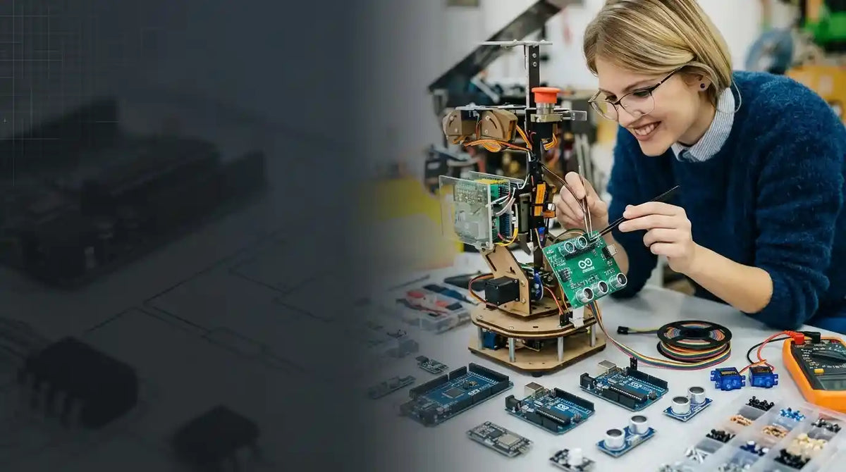 Robostan robotics and electronics banner featuring Arduino robotics projects and electronic components in Pakistan