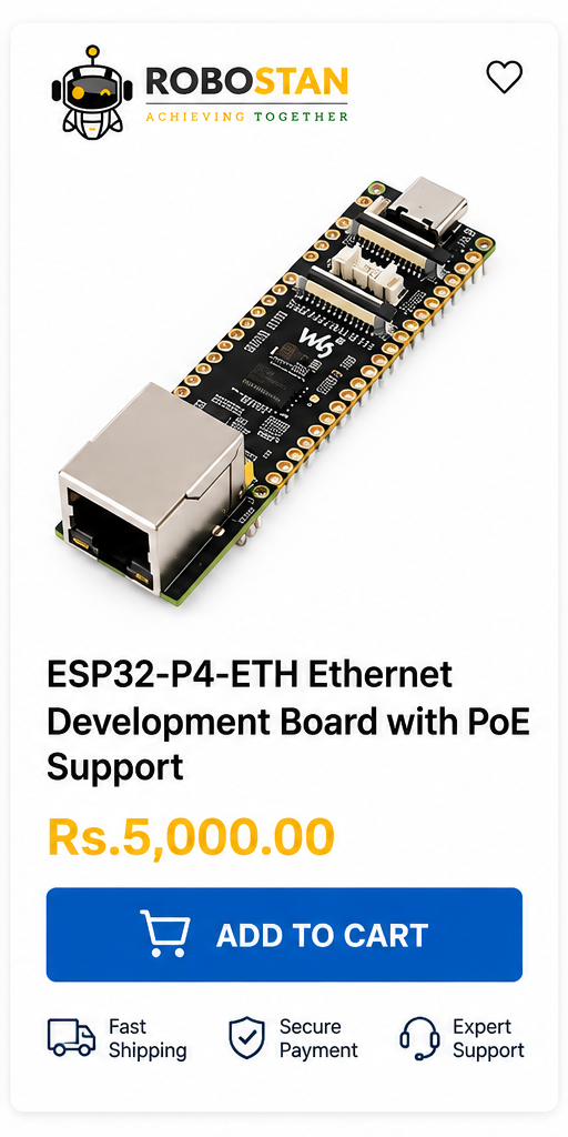 ESP32-P4-ETH Ethernet Development Board with PoE Support - Robostan