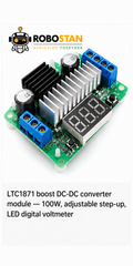 LTC1871 boost DC-DC converter module — 100W, adjustable step-up, LED digital voltmeter - Robostan