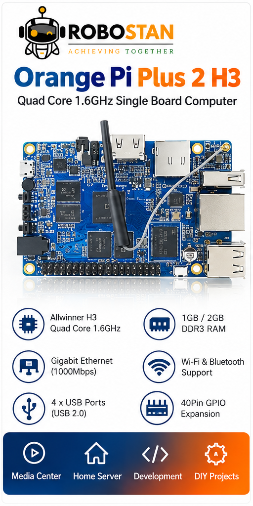 Orange Pi Plus 2 H3 quad core board - Robostan