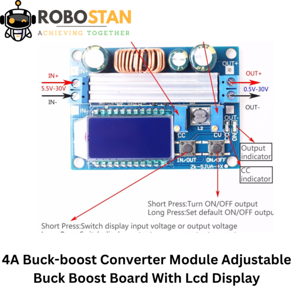 4A Buck-boost Converter Module Adjustable Buck Boost Board With Lcd Display